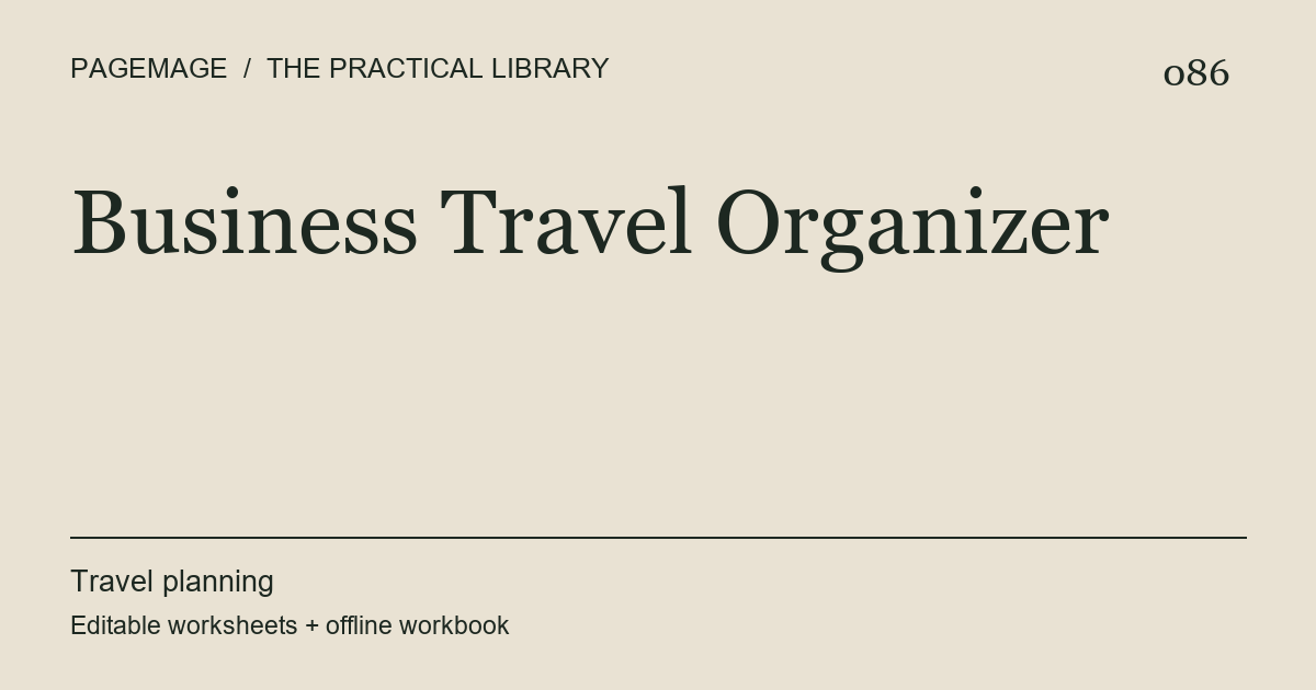 Business Travel Organizer digital product cover