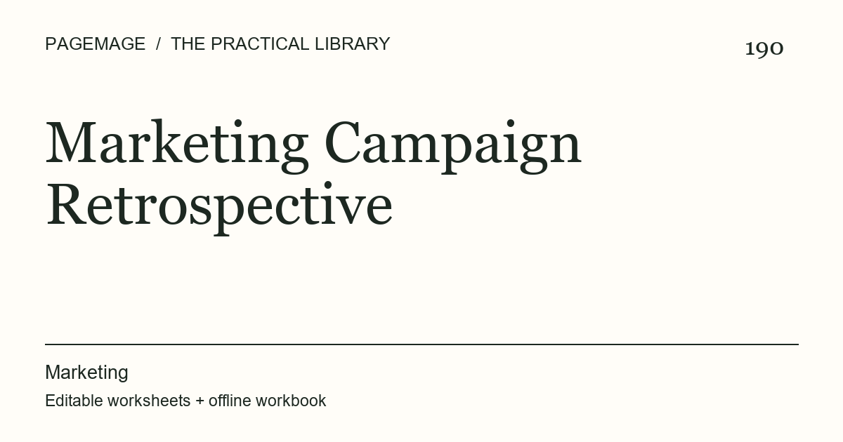 Marketing Campaign Retrospective digital product cover