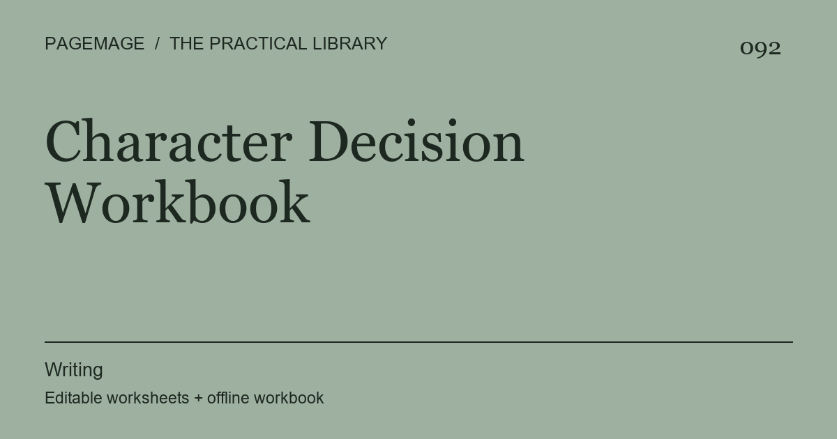 Character Decision Workbook digital product cover