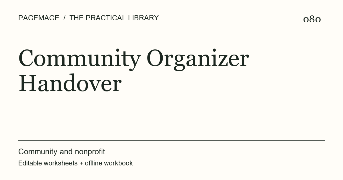 Community Organizer Handover digital product cover