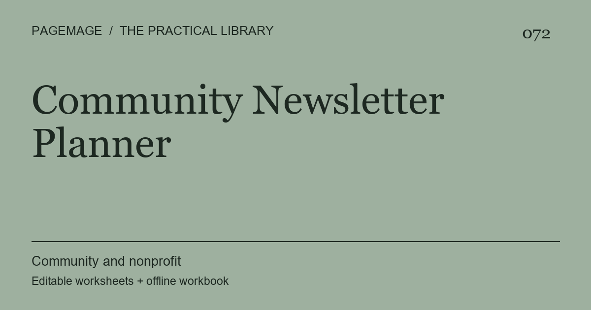 Community Newsletter Planner digital product cover