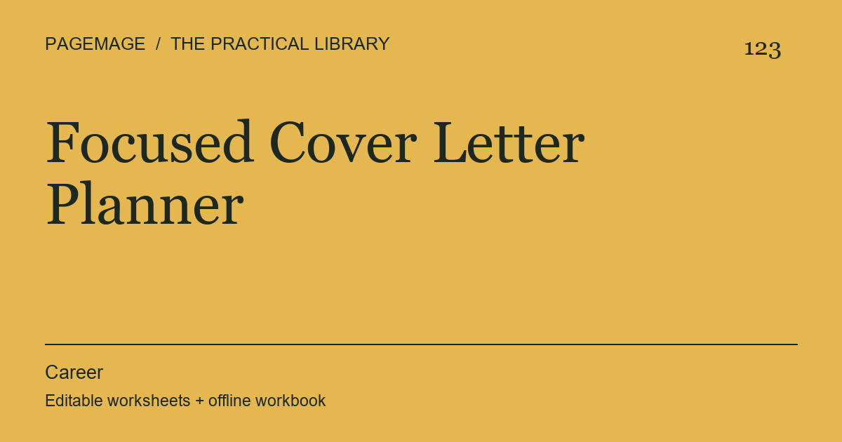 Focused Cover Letter Planner digital product cover