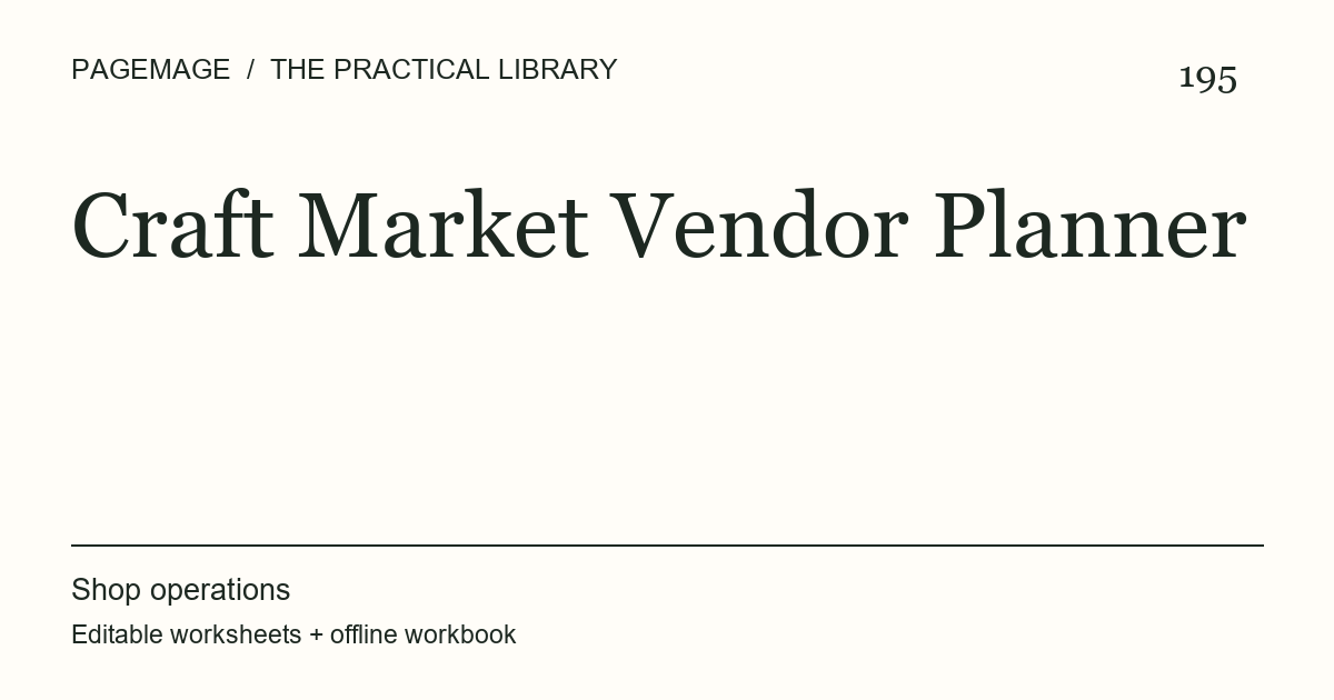 Craft Market Vendor Planner digital product cover