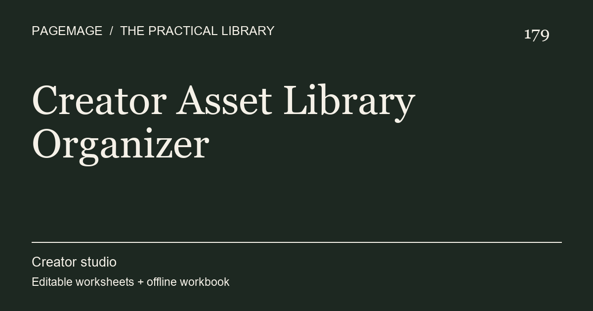 Creator Asset Library Organizer digital product cover