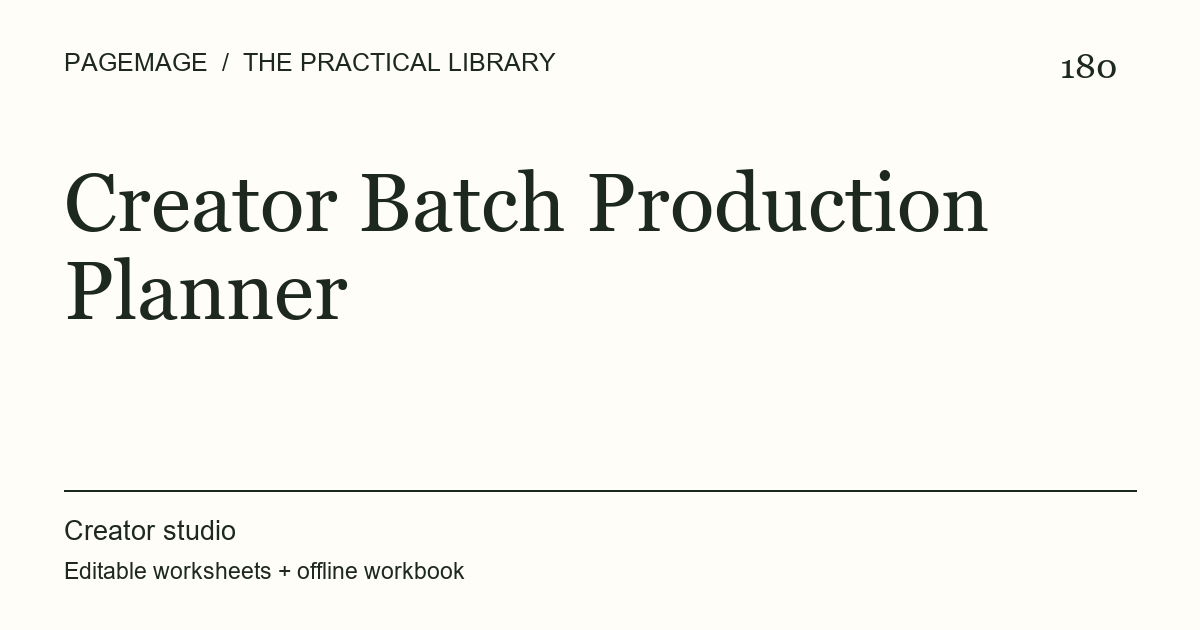 Creator Batch Production Planner digital product cover