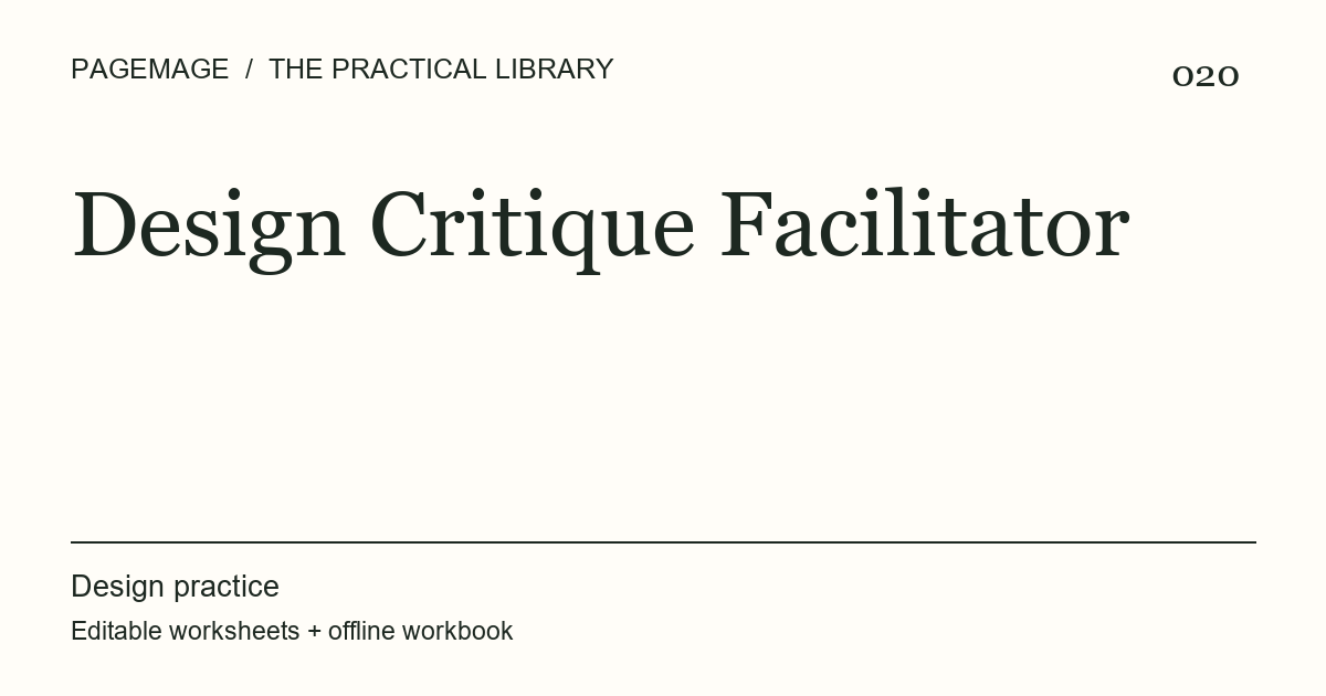 Design Critique Facilitator digital product cover