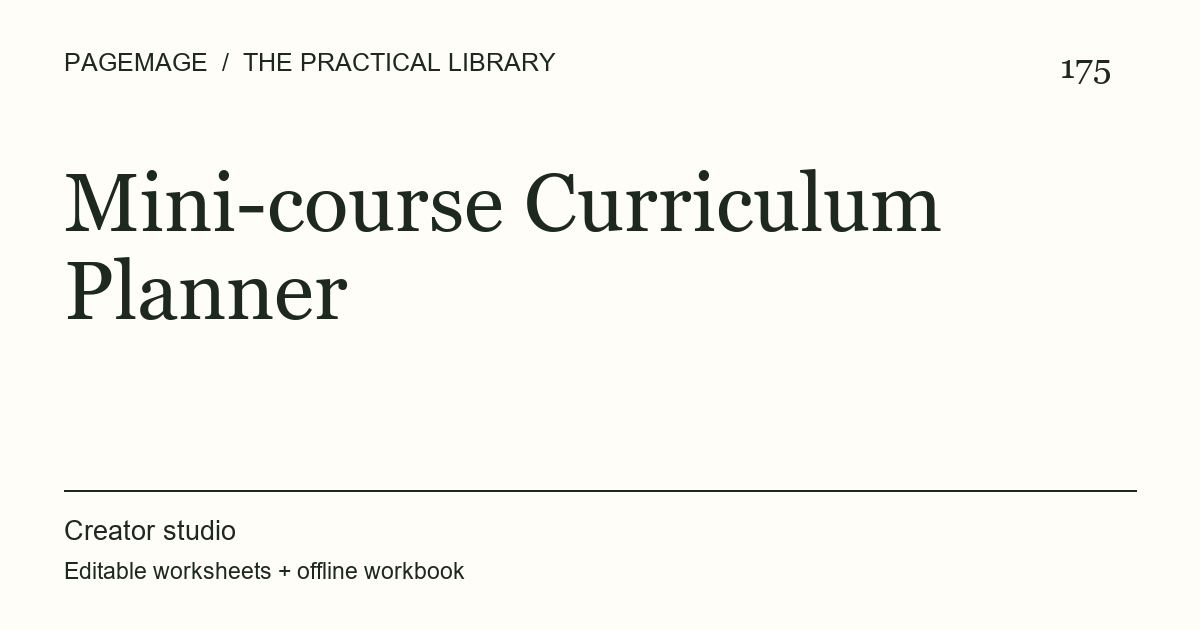 Mini-course Curriculum Planner digital product cover