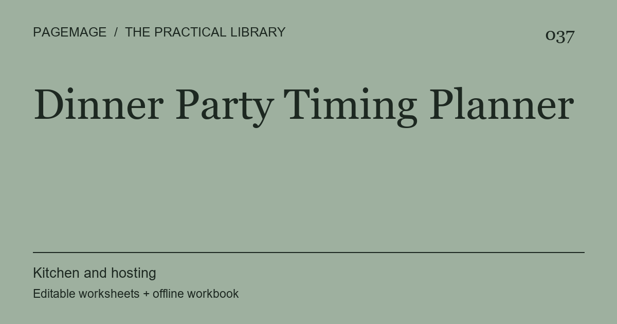 Dinner Party Timing Planner digital product cover
