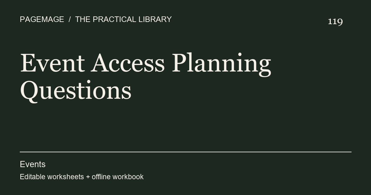 Event Access Planning Questions digital product cover