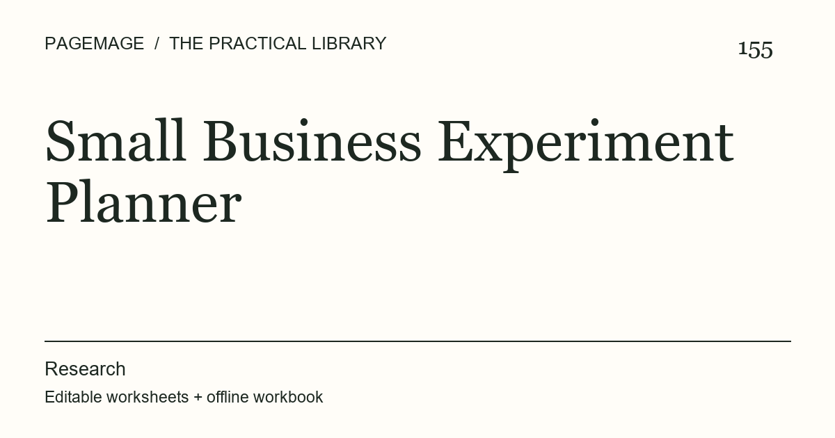 Small Business Experiment Planner digital product cover
