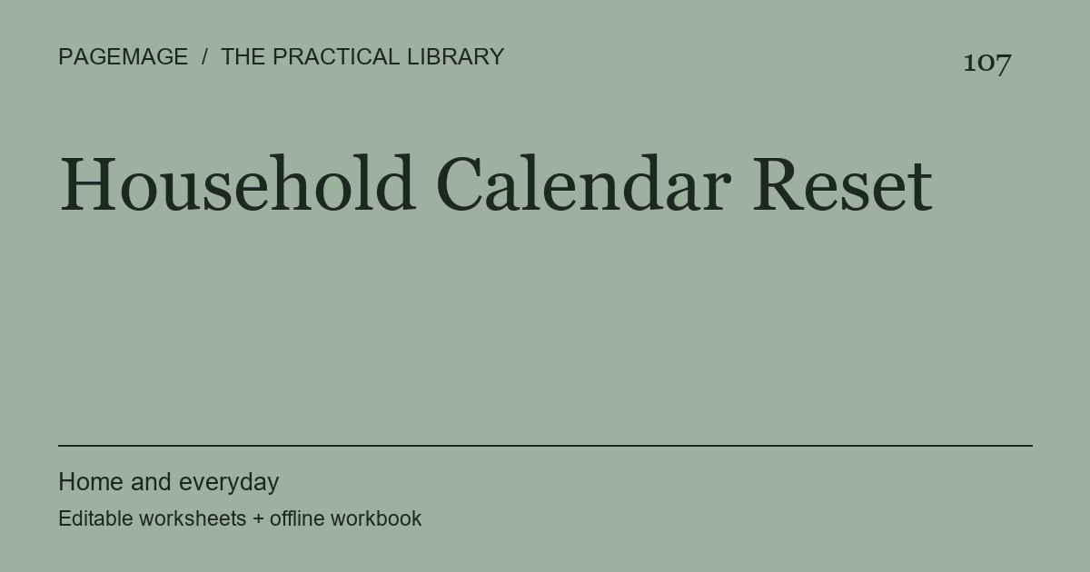 Household Calendar Reset digital product cover