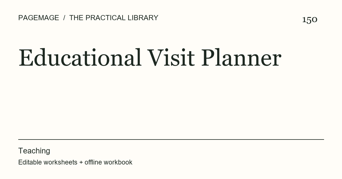 Educational Visit Planner digital product cover