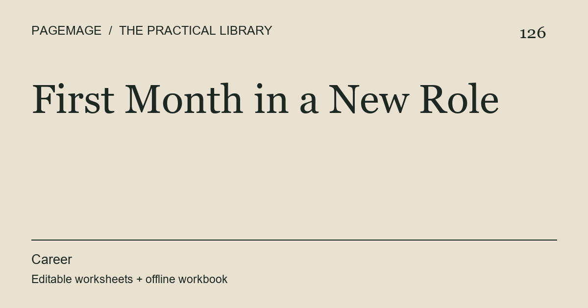First Month in a New Role digital product cover