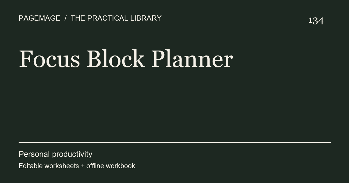 Focus Block Planner digital product cover