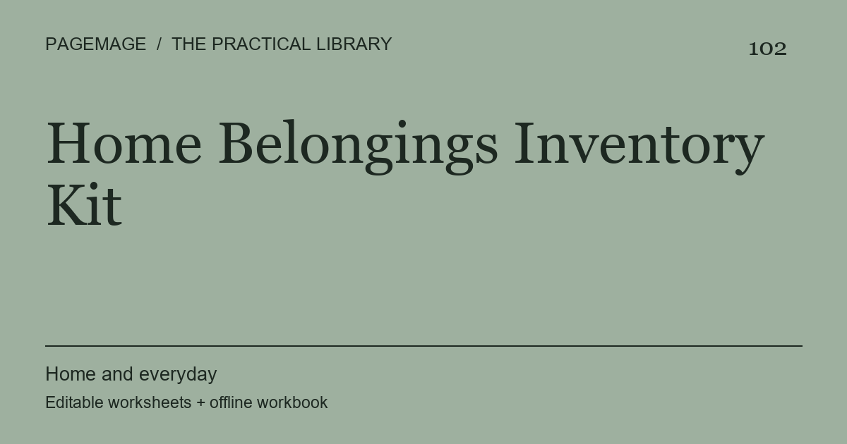 Home Belongings Inventory Kit digital product cover