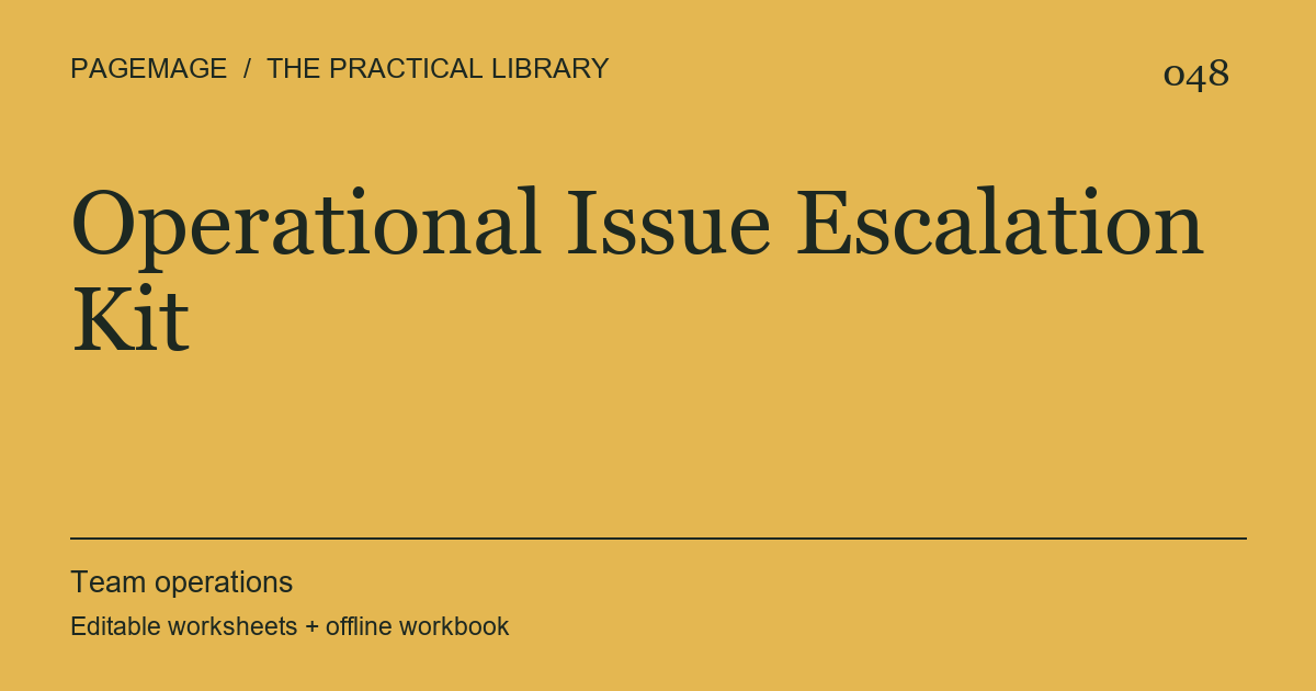 Operational Issue Escalation Kit digital product cover