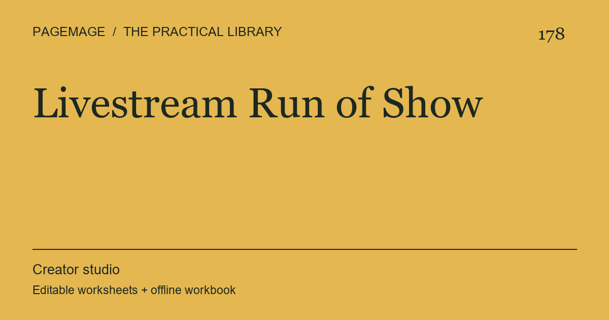 Livestream Run of Show digital product cover