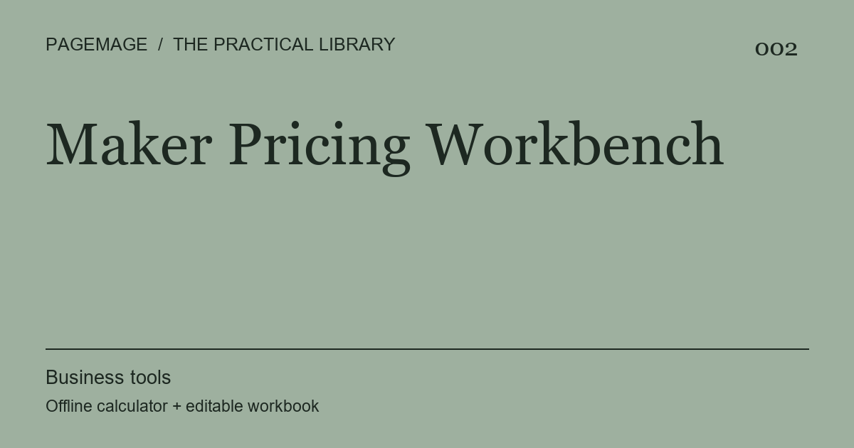 Maker Pricing Workbench digital product cover