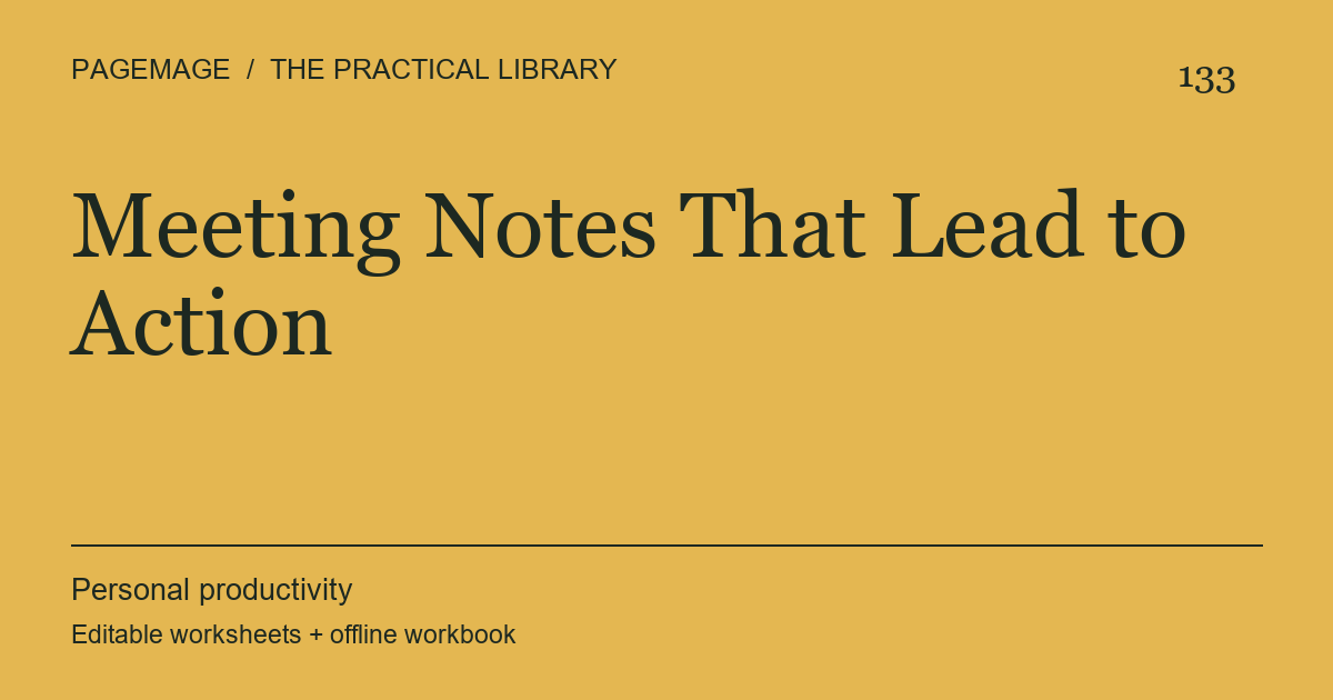 Meeting Notes That Lead to Action digital product cover