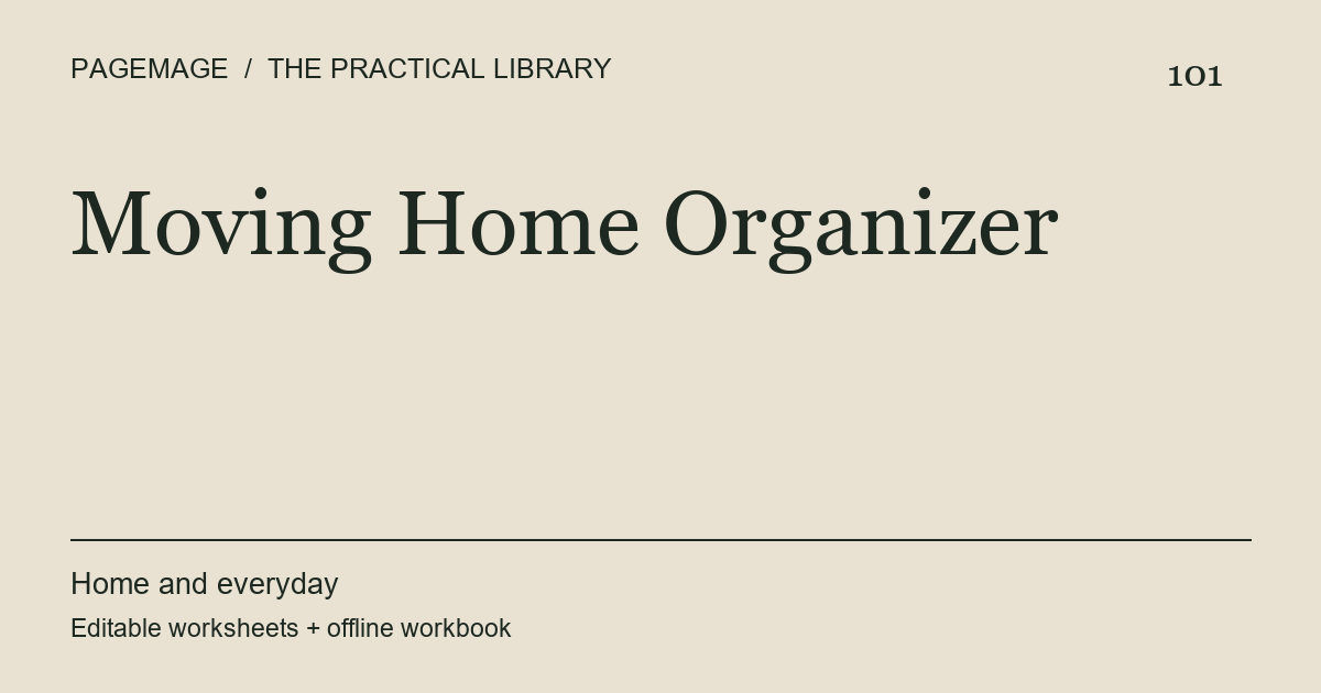Moving Home Organizer digital product cover