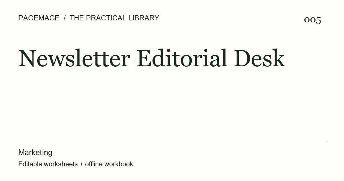 Newsletter Editorial Desk digital product cover