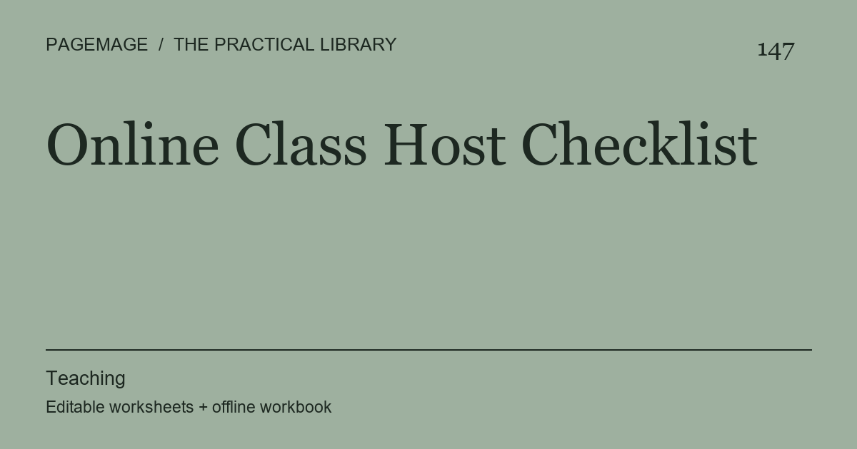 Online Class Host Checklist digital product cover