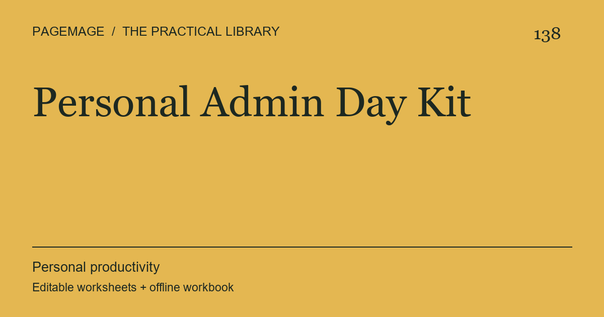 Personal Admin Day Kit digital product cover