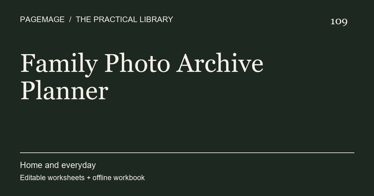 Family Photo Archive Planner digital product cover