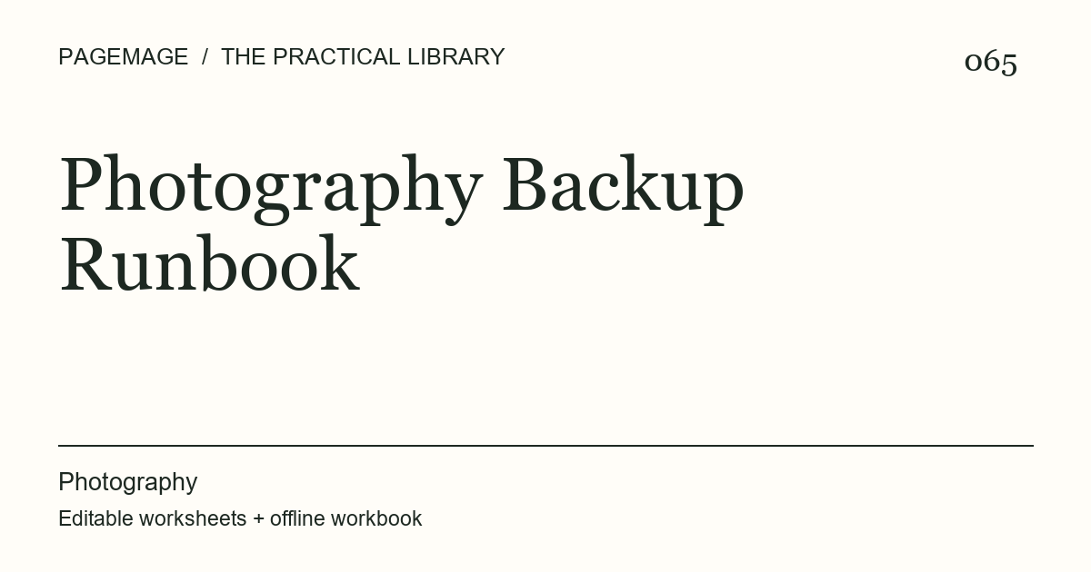 Photography Backup Runbook digital product cover
