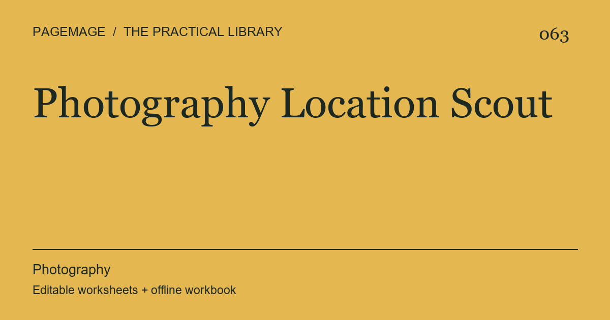 Photography Location Scout digital product cover