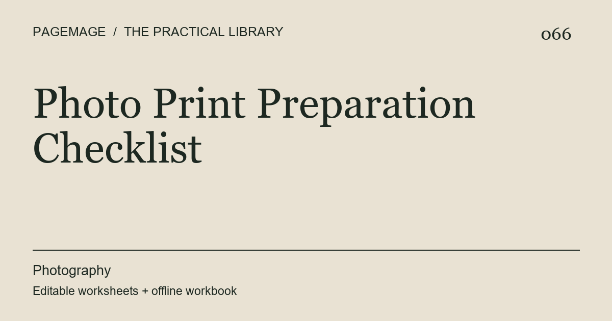 Photo Print Preparation Checklist digital product cover