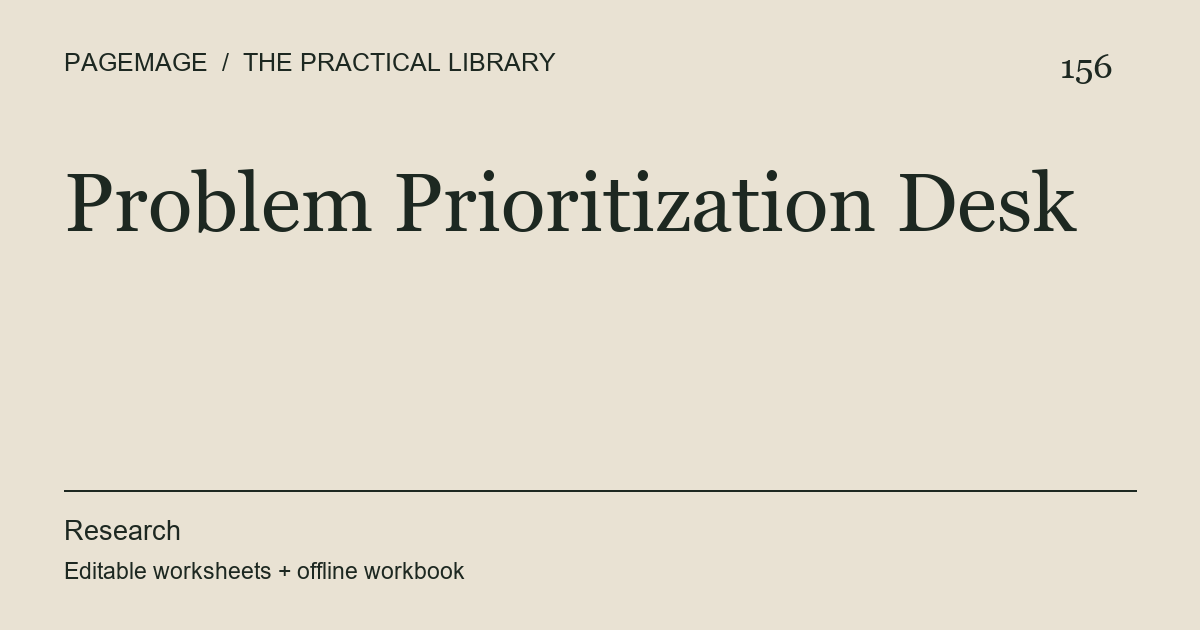 Problem Prioritization Desk digital product cover