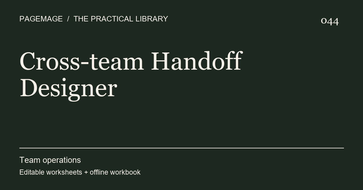 Cross-team Handoff Designer digital product cover