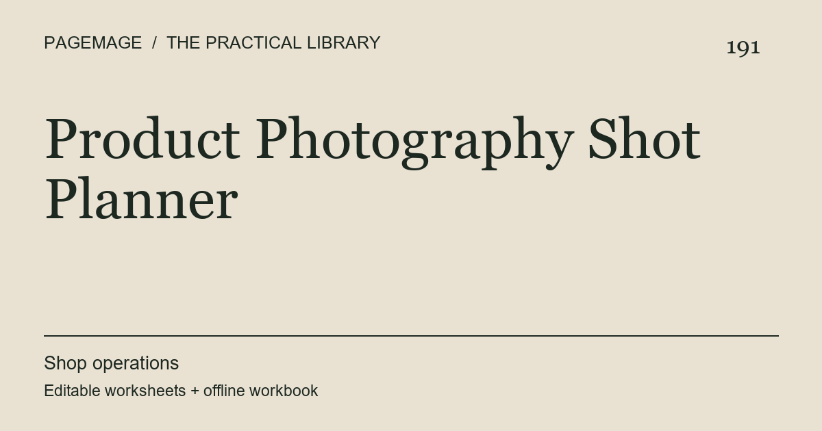 Product Photography Shot Planner digital product cover