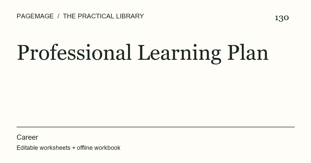 Professional Learning Plan digital product cover