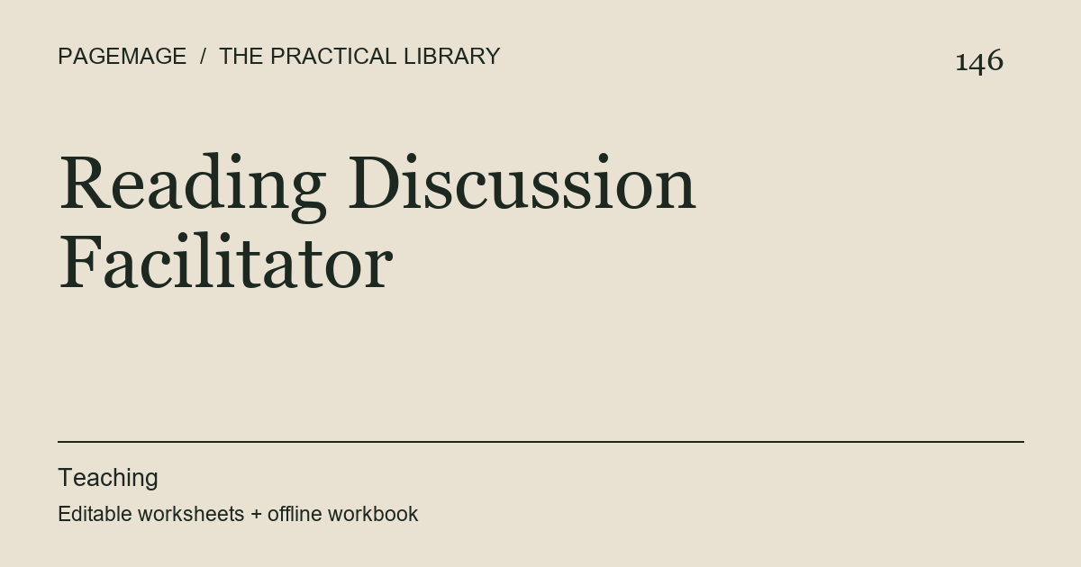 Reading Discussion Facilitator digital product cover