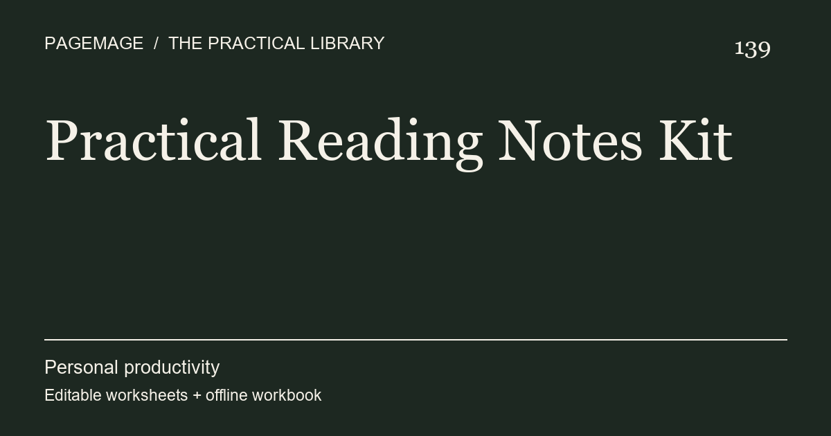 Practical Reading Notes Kit digital product cover