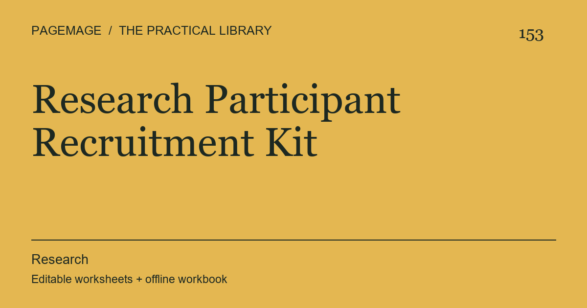 Research Participant Recruitment Kit digital product cover