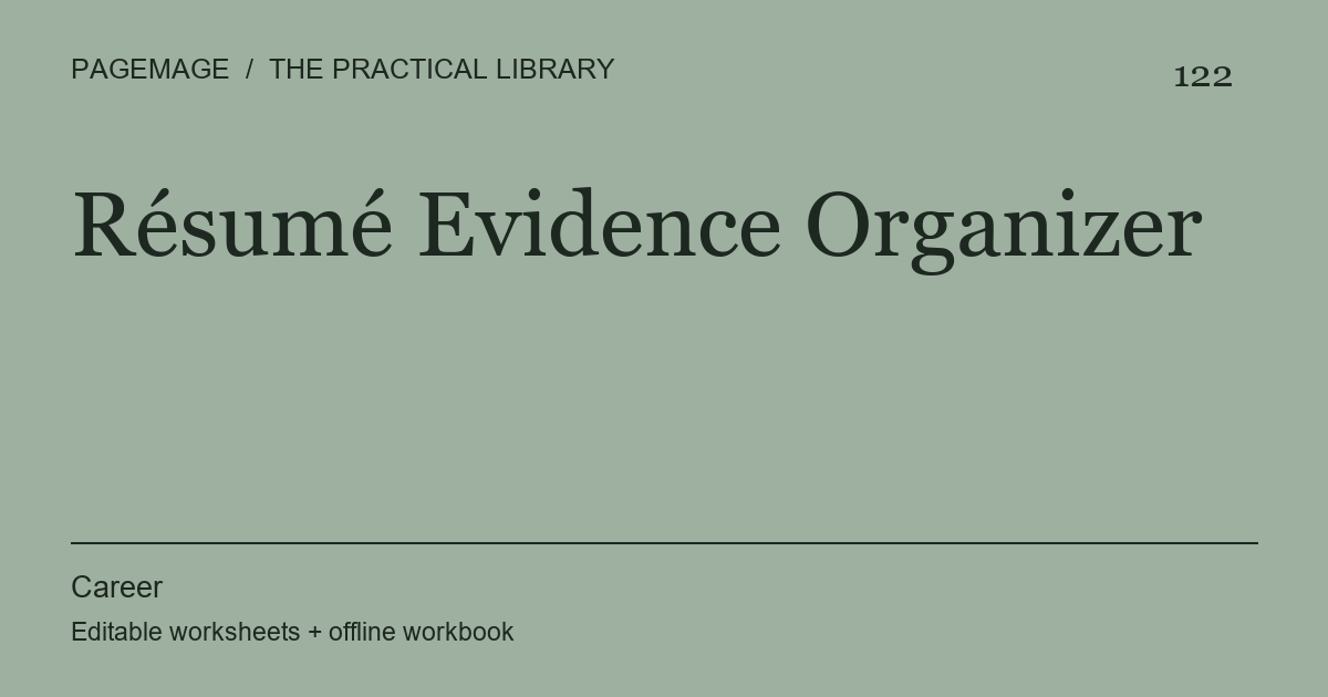 Résumé Evidence Organizer digital product cover