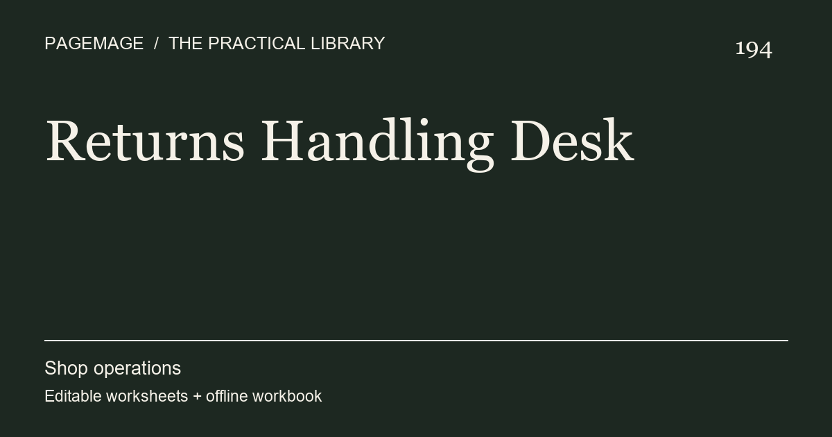 Returns Handling Desk digital product cover