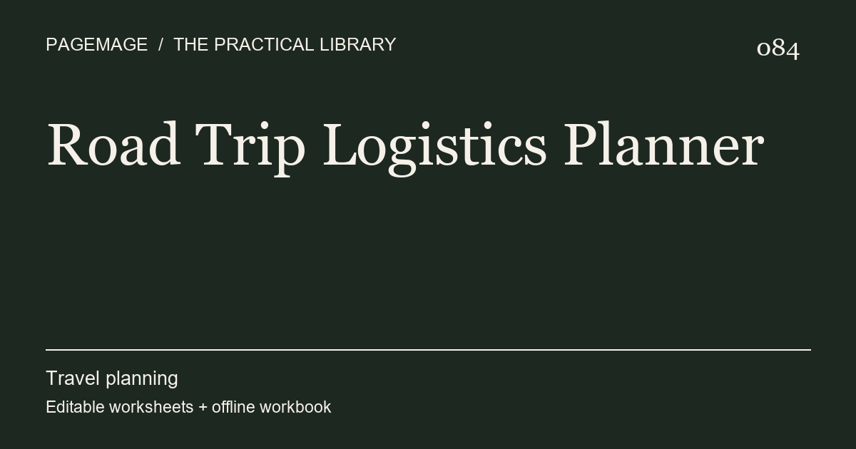 Road Trip Logistics Planner digital product cover