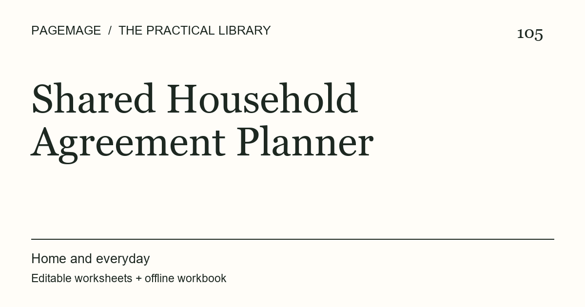 Shared Household Agreement Planner digital product cover