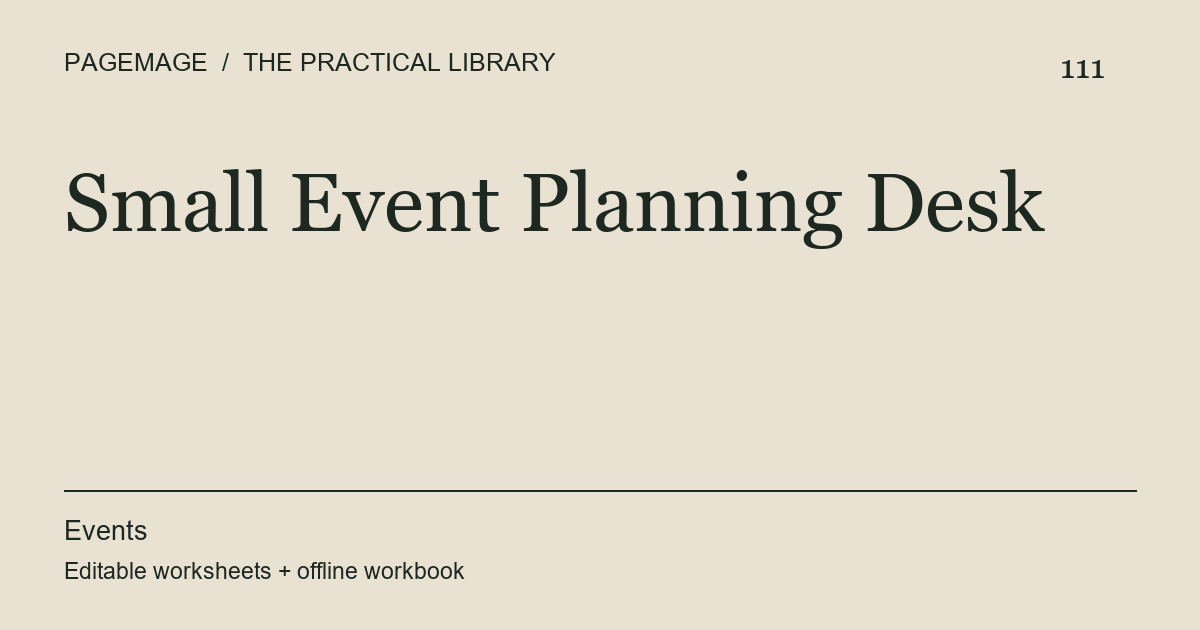 Small Event Planning Desk digital product cover