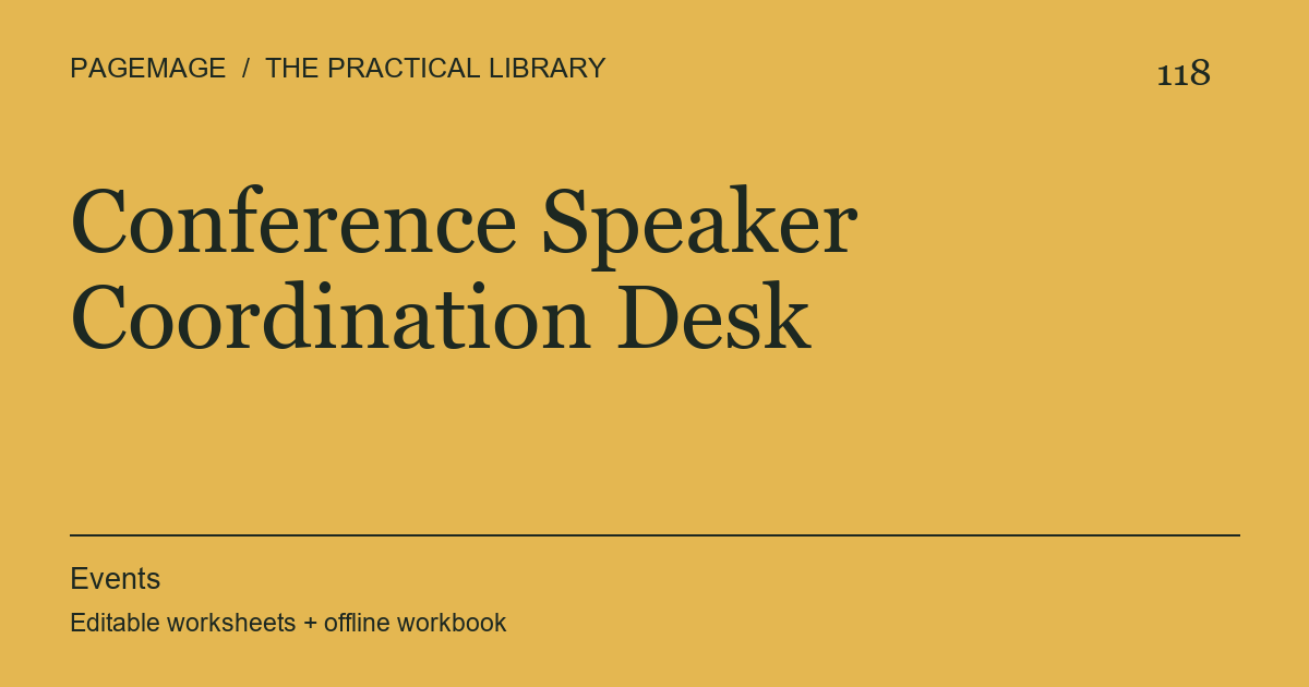 Conference Speaker Coordination Desk digital product cover