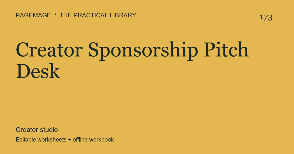 Creator Sponsorship Pitch Desk digital product cover