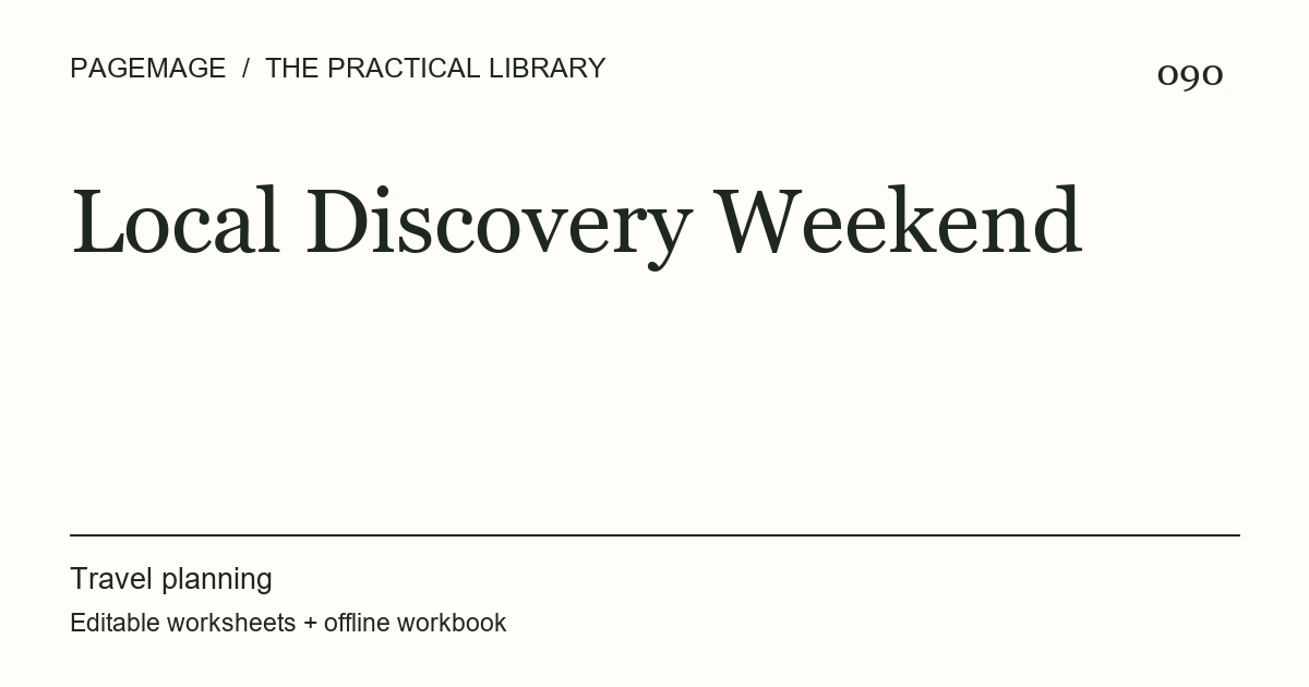 Local Discovery Weekend digital product cover