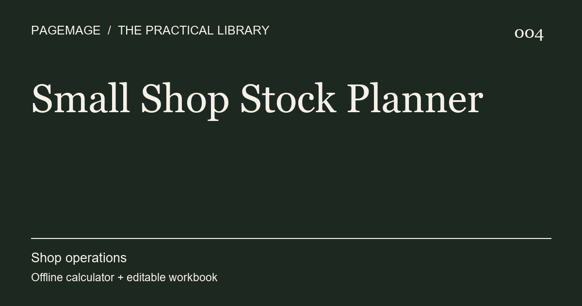 Small Shop Stock Planner digital product cover