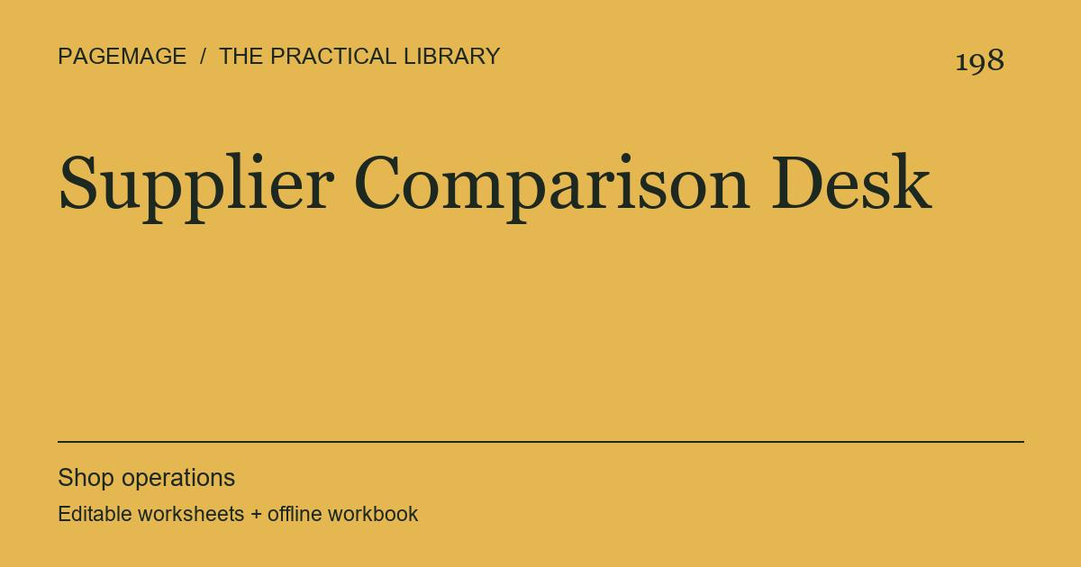 Supplier Comparison Desk digital product cover