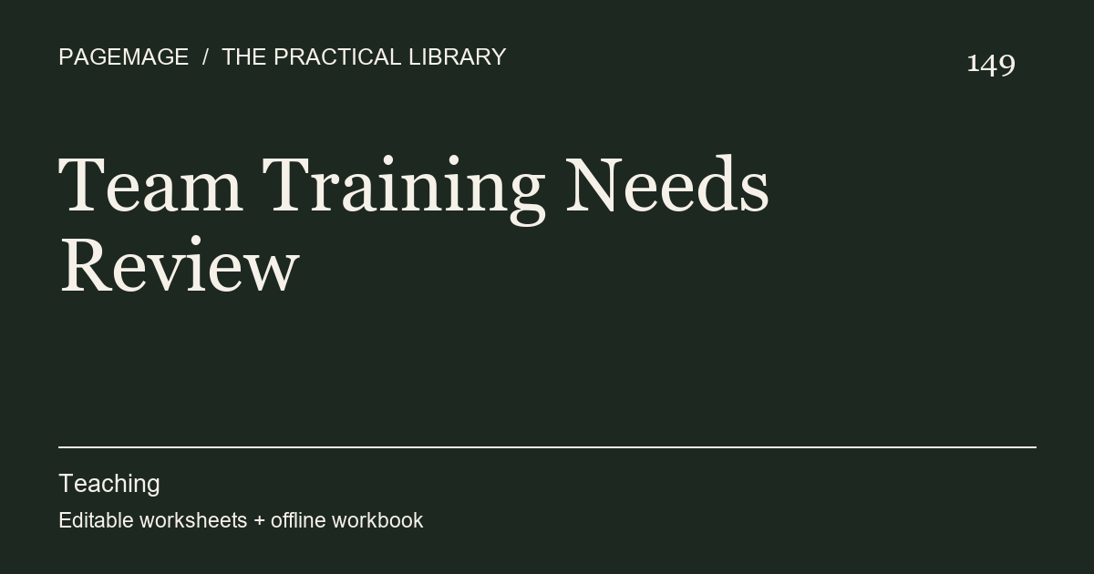 Team Training Needs Review digital product cover