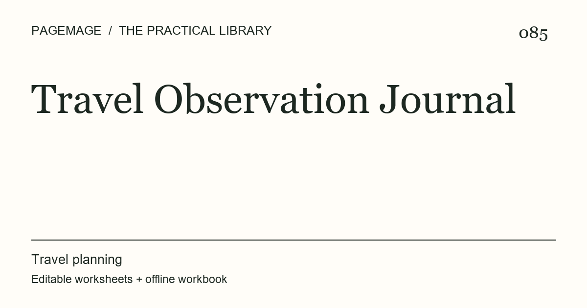 Travel Observation Journal digital product cover